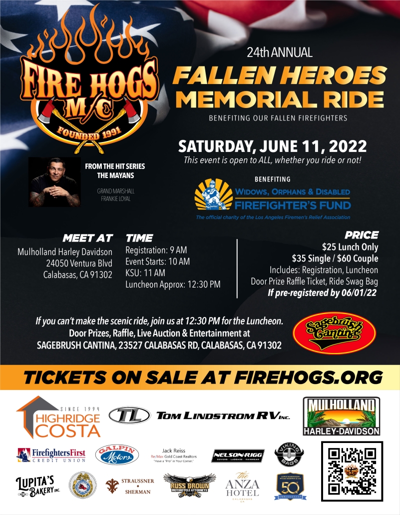 24TH ANNUAL OF LAFD Chapter's Fallen Heroes Memorial Ride 6/11/22